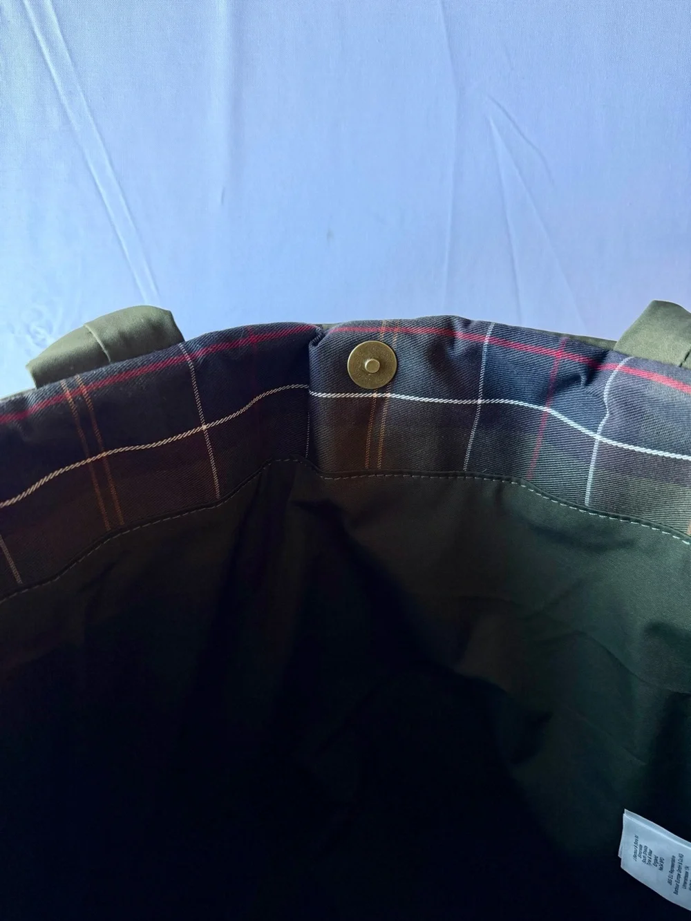 Barbour Olive Quilted Tote with Branded Patch